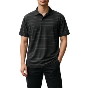 Champion Golf Duo Dry Performance Polo Shirt Gray Striped Men’s Large